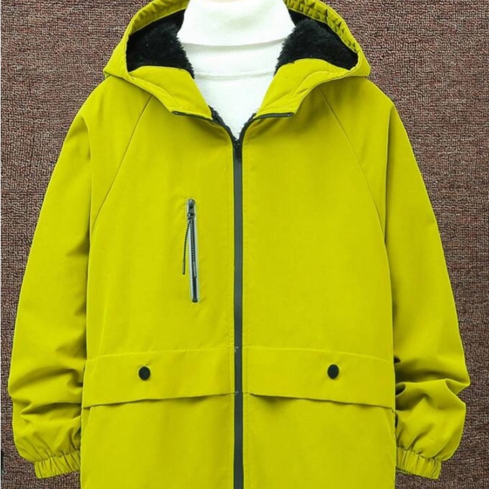 Size 9 Lime green Boy Zip Up Hooded Thermal Lined Coat